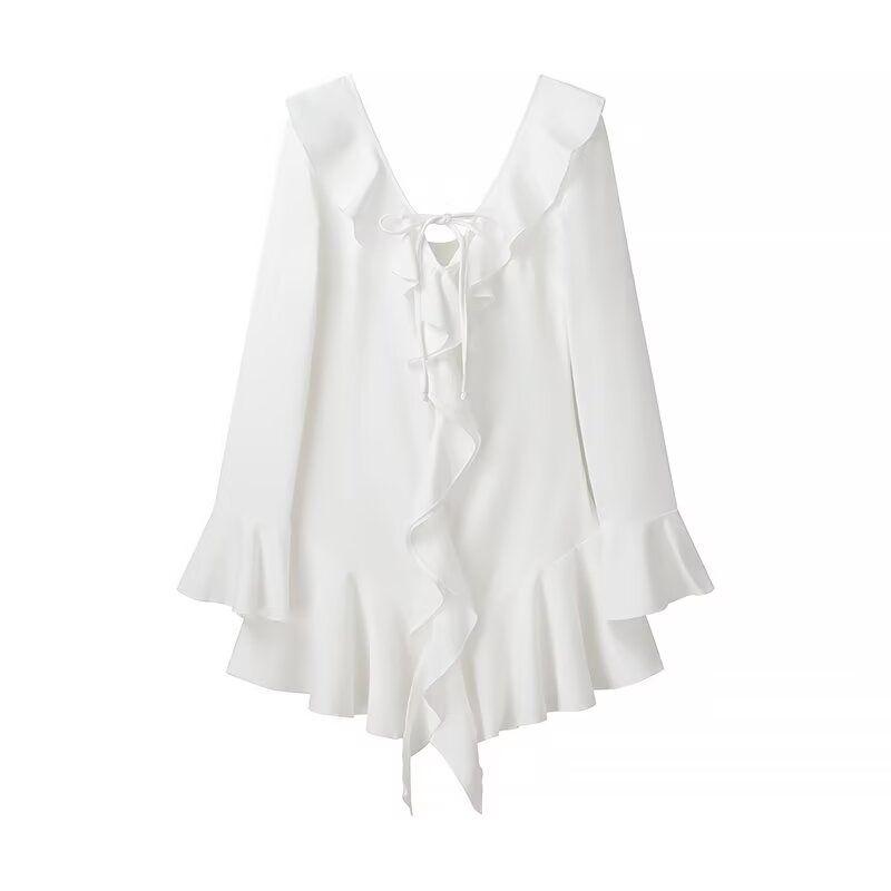 Kaslead New Arrival Women's Clothing Fashion Style Fashion Minimalist Fresh Ruffles Irregular Dress