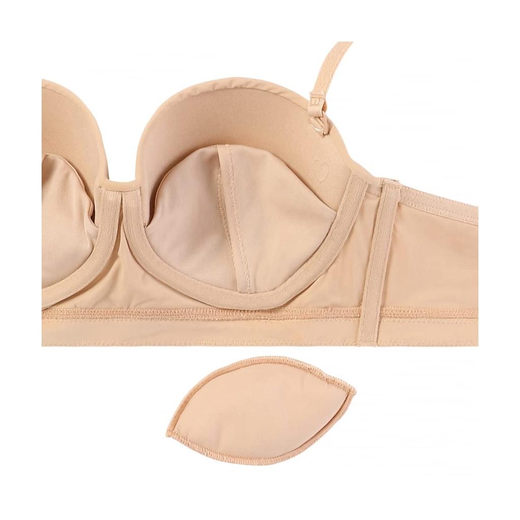 AMOSTYLE Strapless Bra Signature Smooth M020 D65 Size Half-Cup (Removable Straps) (Pink)