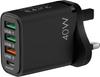 36W PD Fast Charger: 5V4A Multi-Port Adapter with 3 USB Ports, Compatible with European, American, and UK Standards