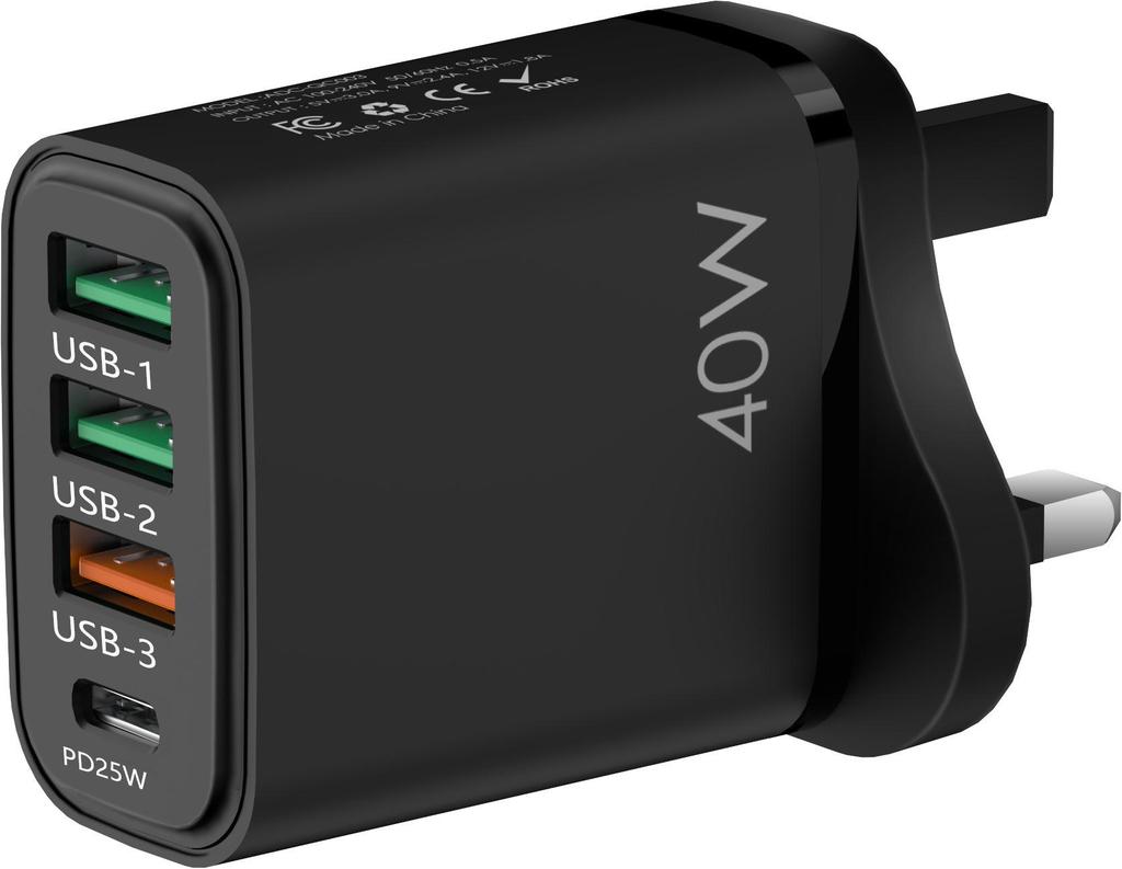 36W PD Fast Charger: 5V4A Multi-Port Adapter with 3 USB Ports, Compatible with European, American, and UK Standards