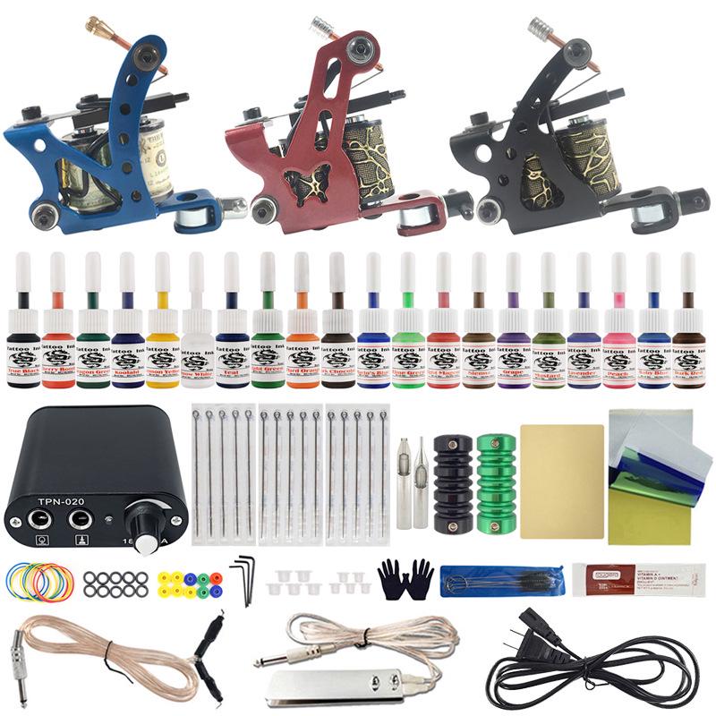 

20-Color Beginner Tattoo Kit: Three-Machine Set for Lining & Shading 20 Colors 3-Machine Set B Model