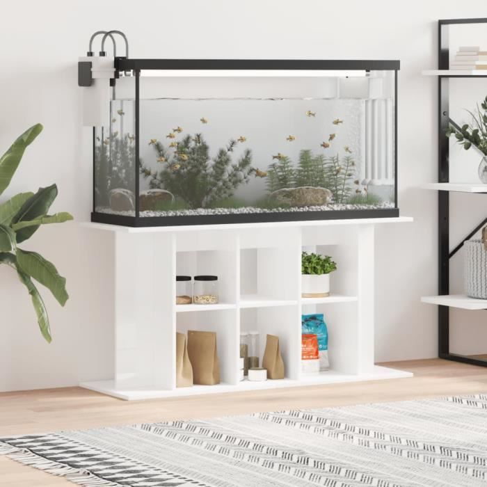 VidaXL Support d'aquarium blanc brillant 120x40x60cm bois d'ingénierie 833593
