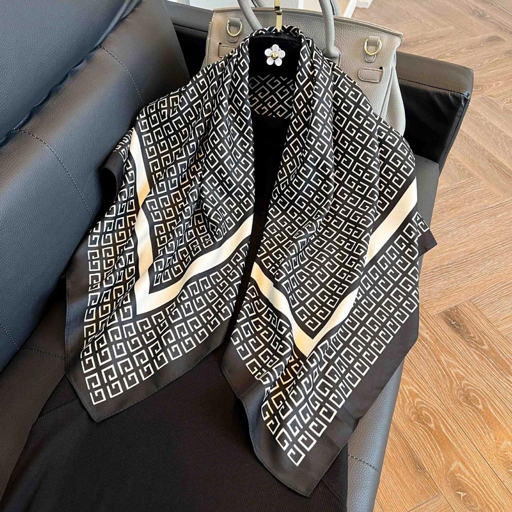 Square scarf 91CM large square scarf imitation silk satin scarf temperament women's shawl scarf headscarf windproof silk scarf thin