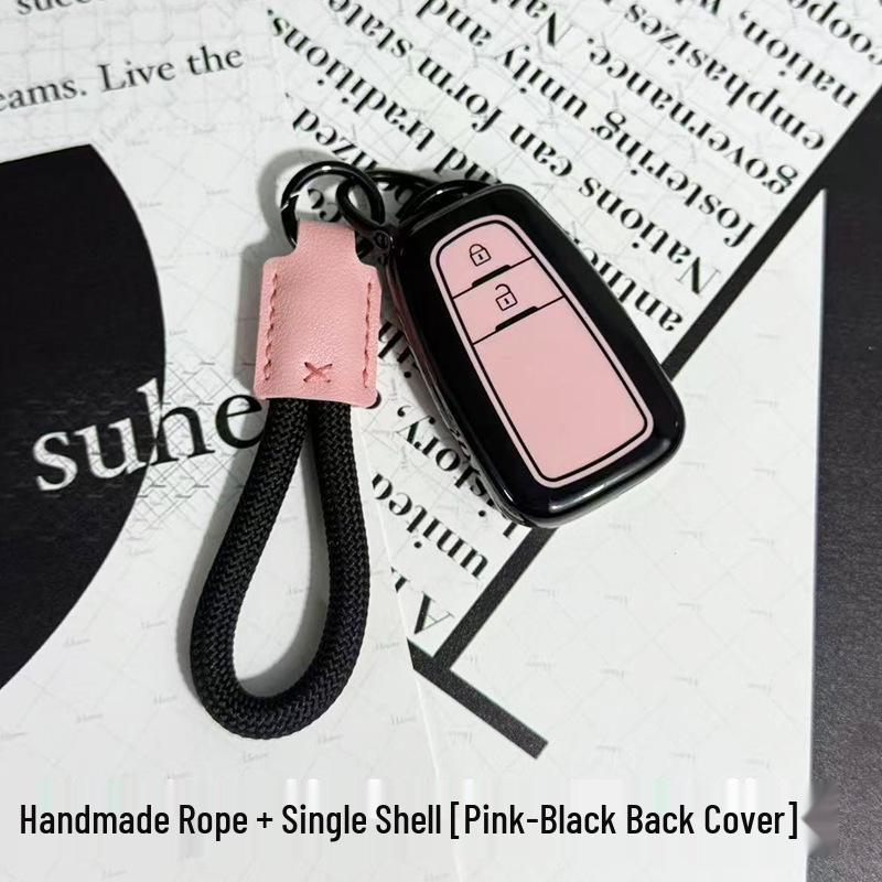 Toyota Car Key Cover - Suitable for Alphard, Corolla, Camry, Crown, RAV4 - Black/Pink