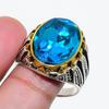 Natural Swiss Blue Topaz Gemstone 925 Sterling Silver Jewelry Ring Size 10 AR-18266