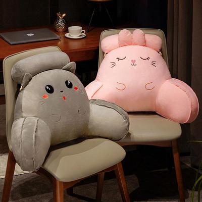 Cute Cartoon Car Headrest Back Cushion Soft Embroidered Plush Lumbar Support Back Pillow Car Seat Waist Protection Accessory Pad