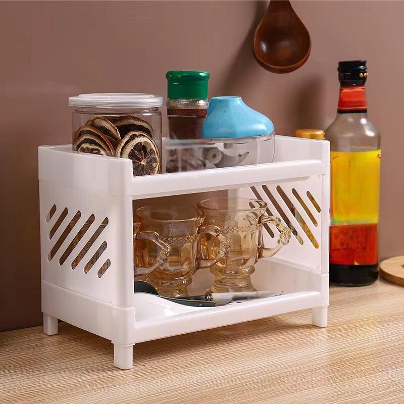 1 Stück Desktop Doppelschicht-Aufbewahrungsregal, Haushalt Schreibwaren Kosmetik Sonstiges Organizer, Heimzubehör, Küchenregal aus Kunststoff
