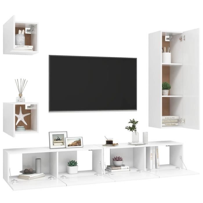 VidaXL TV Unit Set 5 Pcs White Chipboard