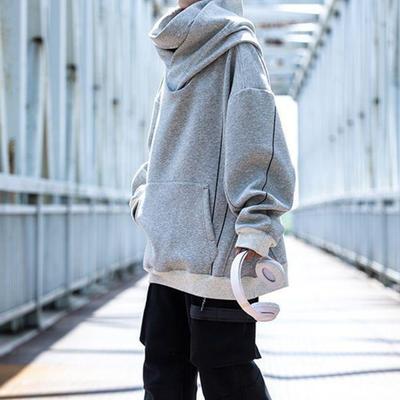 Zimowa bluza unisex z kapturem i ochroną szyi, wysoki kołnierz i kaptur, styl hip-hopowy, duża kieszeń z przodu, grube ocieplenie, odzież wierzchnia