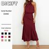 Vestidos Casuais Sem Mangas Estampados de Cor Sólida Verão Primavera Moda Feminina DICFY