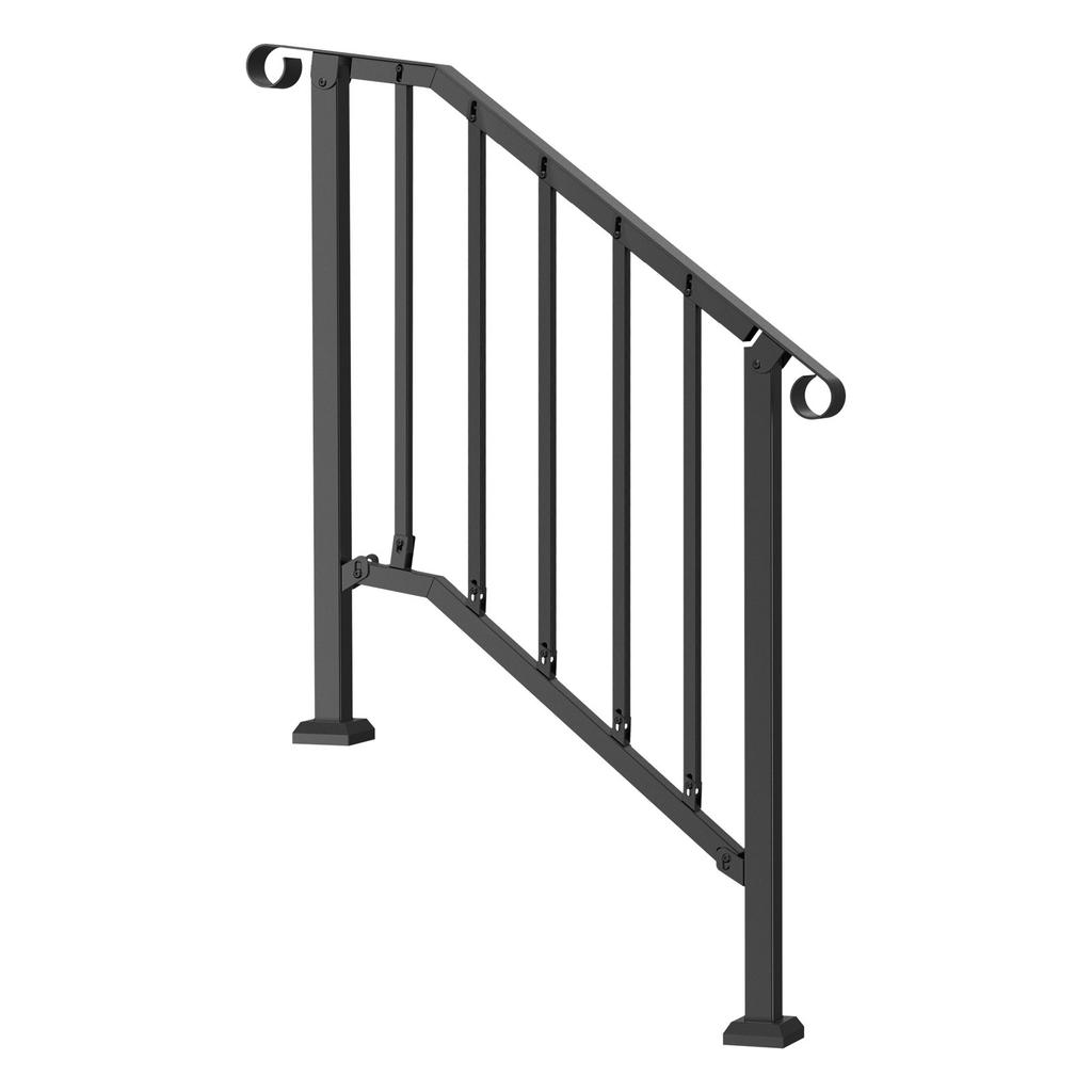VEVOR Handrails for Outdoor Steps, 2-3 Step Stair Hand Rail Kit, Transitional Carbon Steel Railings with Installation Kit, Stair Rails for Seniors