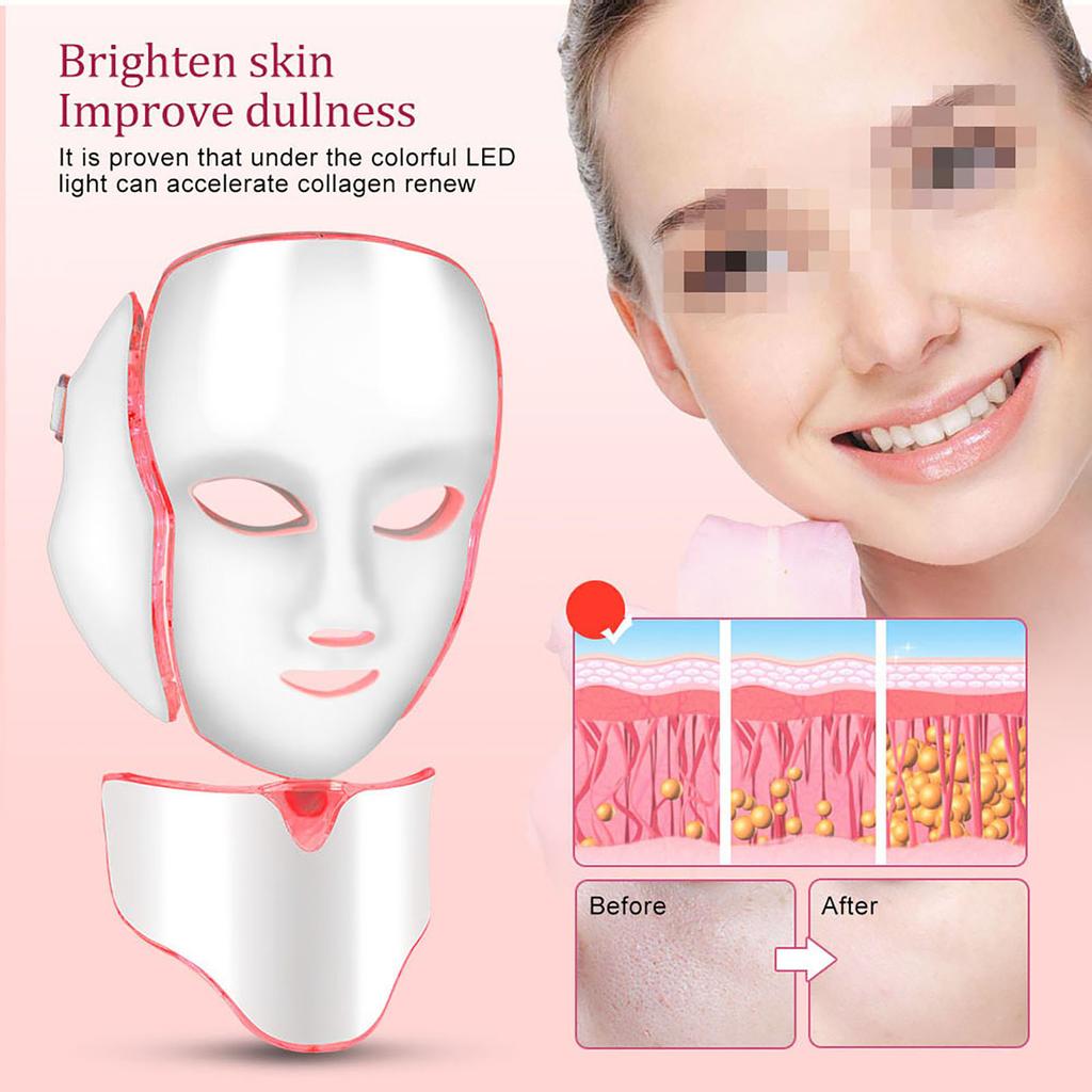 7Colors Photon LED Mask Face Neck Anti Wrinkle Acne Removal Skin Rejuvenation Machine