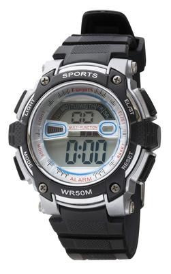 [Clefa] Digital Watch, Waterproof, Multifunctional, Urethane Strap, TS-D155-SV, Men's, Black