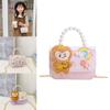 Cute Cartoon Monkey Handbag For Kids In Stylish Purple And Pink Floral Design