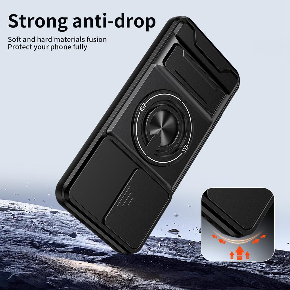KEYSION Magnetic Phone Case for Infinix GT 30 30 Pro 5G Slide Camera Protection Upright Kickstand 360 Ring Shockproof Back Cover