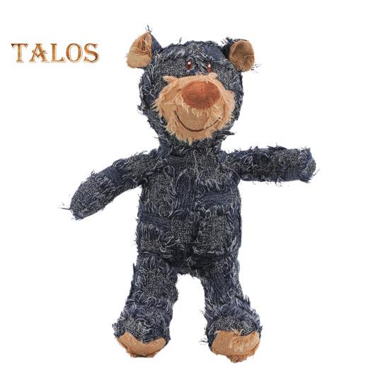 Squeaky Dog Chew Toy Interactive Plush Bear Toy with Sound Indestructible Dog Teeth Cleaning Toy for Aggressive Chewers