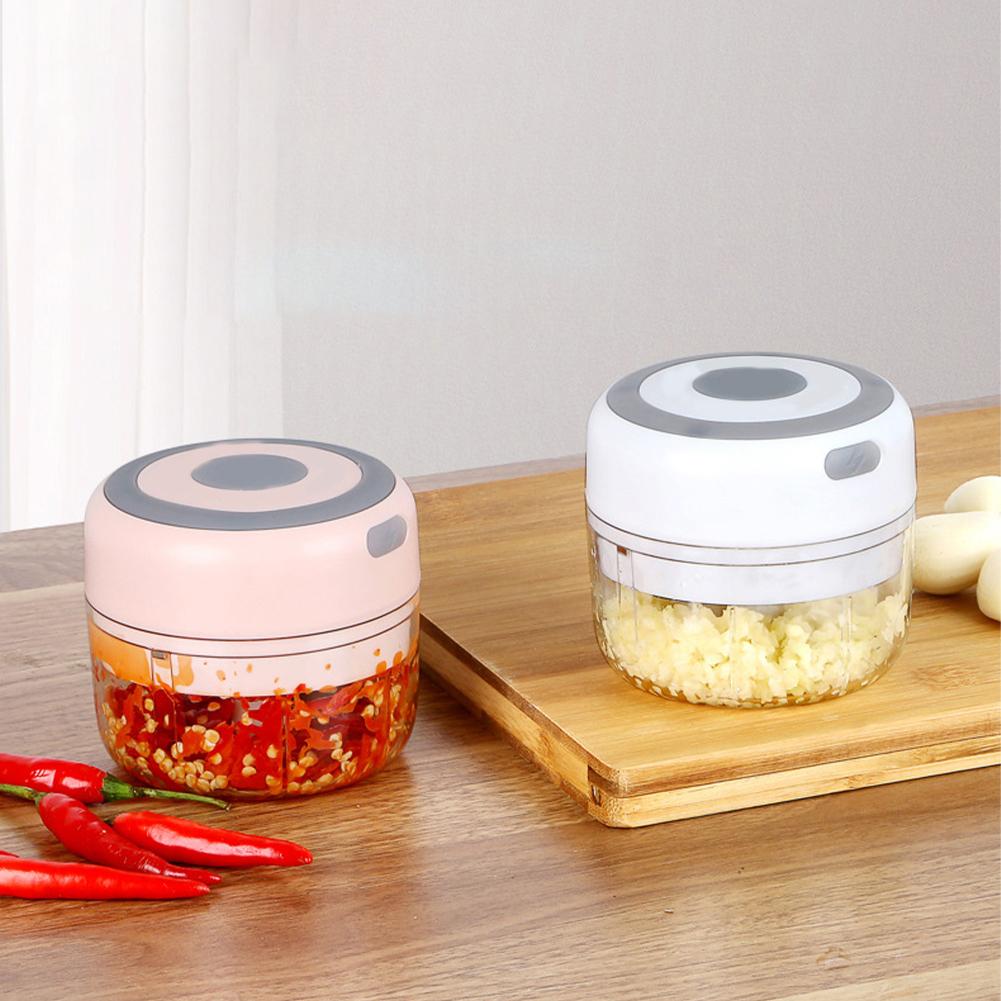 Electric Garlic Chopper, Mini Portable Veggie Chopper, 100ML/250ML USB Vegetable Onion Processor With Magnetic Safety Lock For Ginger Fruit Meat Chili