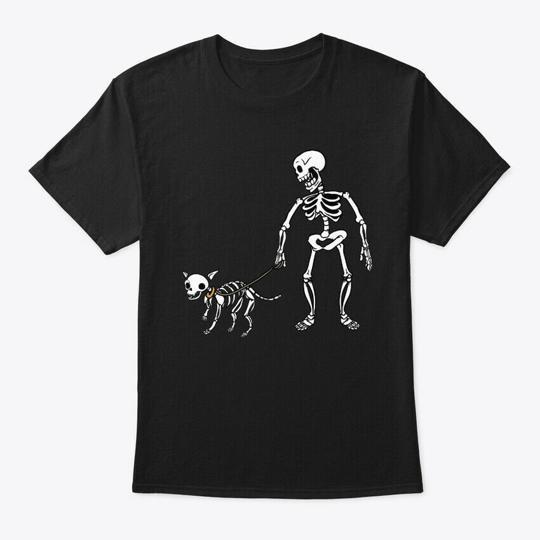 Halloween Skeleton Dog Walker Tee T-Shirt S разноцветный