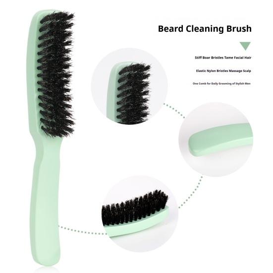 Men Beard Brush with Handle Nylon Beard Brush Home Boar Bristle Ergonomic Carved Salon Men Mustache