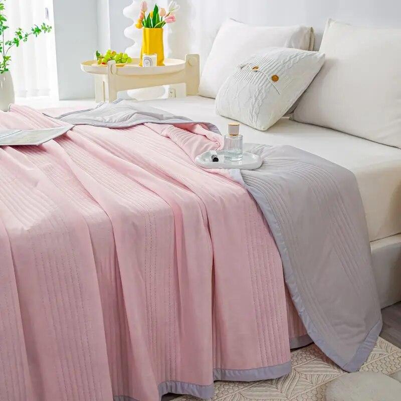 Air Condition Thin Blanket Summer Quilt Cover Cool Summer Cotton Quilt King Size Lace Free Shipping Down Blue Bedding Set Washed