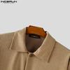 INCERUN 2PCS Autumn Men Lapel Neck Corduroy Long Sleeve Shirt Long Straight Pants Sets Outfits