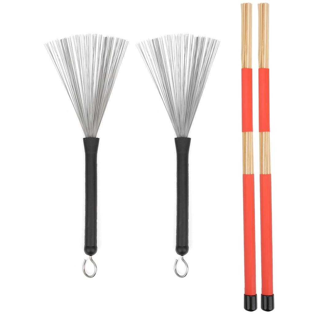 Drum Stick Brush Set Jazz Retractable Metal Wire 19 Beam Rod + Plush Bag Percussion Accessories