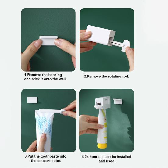 Toothpaste Squeezer Wall Mount Toothpaste Tube Holder No Drill Adhesive Clamp Organizer for Bathroom Countertop