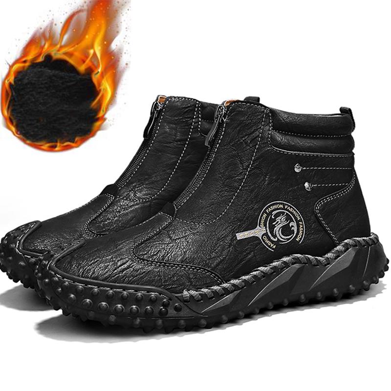

Осенне-зимняя обувь из натуральной кожи для мужчин, водонепроницаемые уличные мужские ботинки, удобные мужские ботинки для пеших прогулок 46 прохладный черный