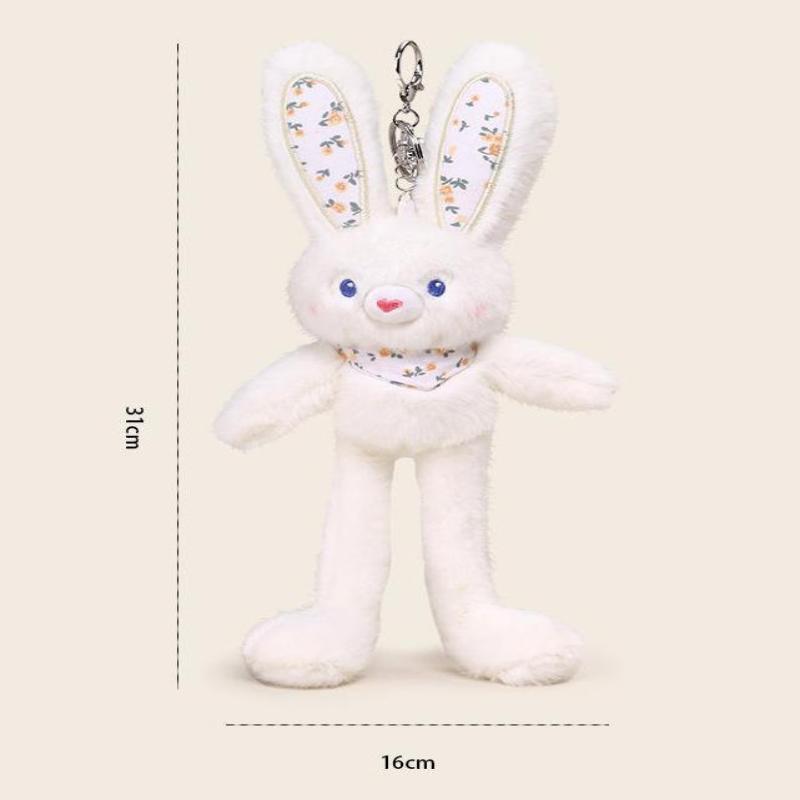 1Pcs Creative Ear Pulling Bunny Pendant 30Cm Cute Pull-Out Rabbit Plush Toy Keychain Bag Charm Decor Kids Stress Relief Gift