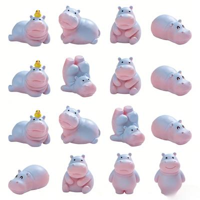 6-30 Stück Flusspferd-Figuren für Heimdekoration Armaturenbrett-Ornament Harz-Tierfiguren für Bücherregal Schlafzimmer Flusspferd-Skulptur