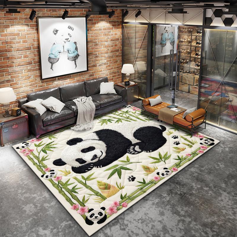 Fabric Animal Sleeping Panda Carpet Rug for Living Room Bedroom Home Sofa Decoration,Kids Play Non-slip Floor Mat