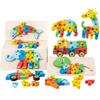 3D Wooden Buckle Puzzle: Educational Toy for Early Learning - Numbers, Transportation, and Animal Blocks