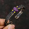 Copper Purple Turquoise Bangle Yellow Coral & Lapis Lazuli Beads Cuff Copper Wire Wrapped Jewelry Adjustable Bracelet Gemstone Handmade Cuff