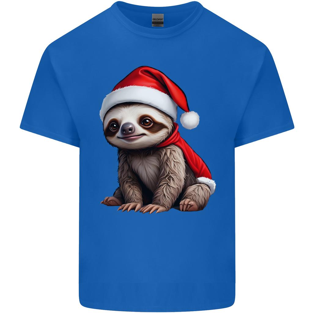 A Cute Christmas Sloth With Xmas Hat on Unisexs Light Cotton TShirt