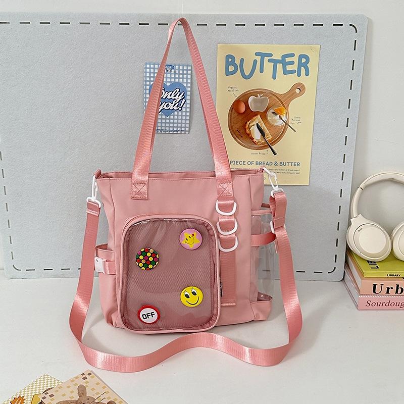 Mori Pain Bag Versatile Tote Bag ins Wind Transparent Shoulder Bag Women's Large Capacity Campus Student Versatile Messenger Bag