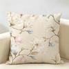 Soft Watercolor Flower Branches Cushion Cover Durable Hypoallergenic Organic Linen Short Pillow Cover Washable