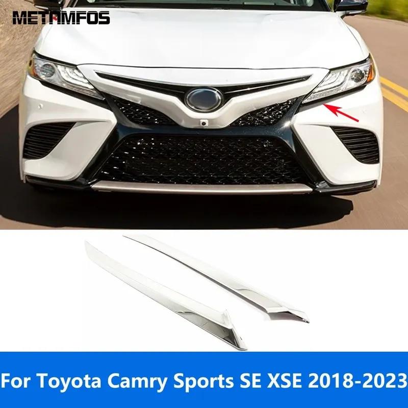 Head Light Lamp Eyebrow For Toyota Camry Sports SE XSE 2018-   Stainless Steel Headlight Molding Trim Accessories