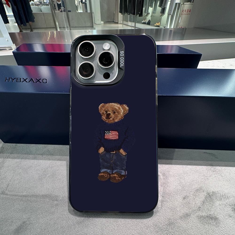 Cute bear Phone Case IMD FOR iPhone 16 15 14 13 12 11 Pro Max XR 8 7 Plus and Samsung Galaxy ultra Cover