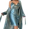 Printed Pajamas Women's Loungewear Set Household Long Lace-up Nightgown Bathrobe Comfortable Sleep Nightgown Wholesale