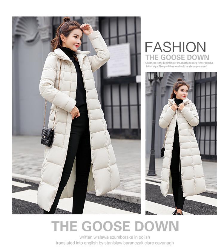 Women's Long Cotton-Padded Jacket with Belt, Over-the-Knee, Slim Fit, Korean Winter 2025 Style.