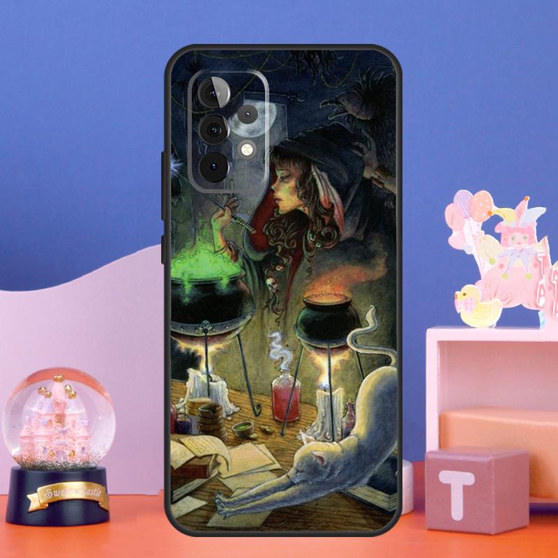 

Halloween Witch Cat Case For Samsung Galaxy A54 A34 A14 A15 A35 A55 A16 A26 A36 A56 A52 A12 A32 A13 A33 A53 A17 Samsung A13 4G