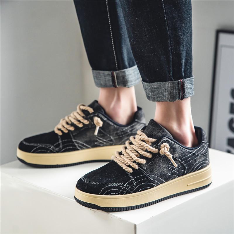 Spring Denim Board Shoes Student Fashion Casual Sports Shoes Street Trendy Men's Shoes Retro Trendy Shoes Cloth Shoes