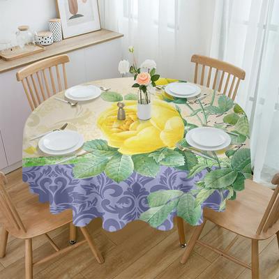 Antique Plant Flower Butterfly Round Table Cloth Festival Dining Waterproof Tablecloth Table Cover For Wedding Party Decor
