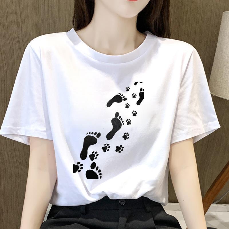Modal Fabric Female Print Summer New Simple Cartoon Pattern T-shirt Harajuku Casual Short Sleeve T-shirt Summer New Streetwear