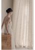 Vintage Plaid Sheer Linen Curtains for Living Room & Bedroom - Light-Permeable, High-End Feel, New Style for Balcony Windows