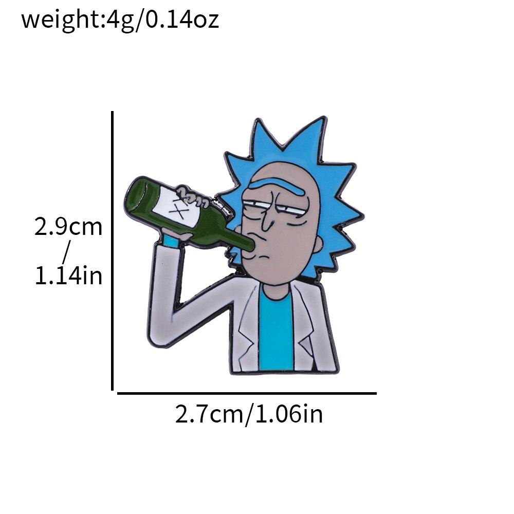 Funny Creative Cartoon Rick and Morty Metal Badge Comedy Animated Characters Alloy Drip Brooch