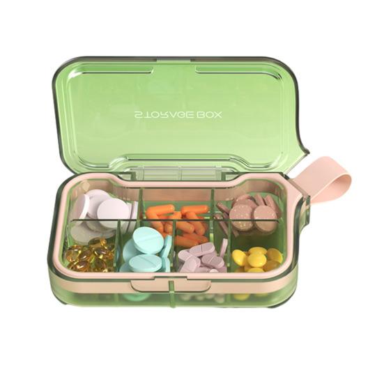 Pill Box Easy to Carry Pills Organizer with Handles And Leak-Proof Compartments Holder for Travel Gym Work