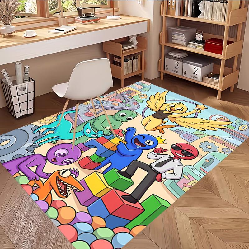 Game Rainbow Friends Print Rug, Washable Floor Carpet, For Entryway Dorm Laundry Room Office Study, Home Decor Birthday Christmas Gift