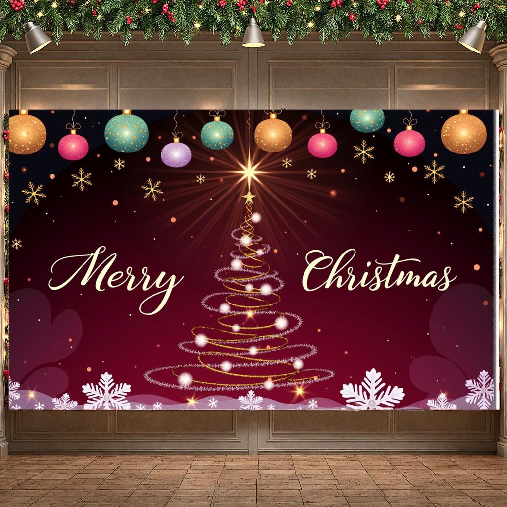 Christmas Decoration Holiday Theme Christmas Backdrop New Year Banner Light String Holiday Banner For Holiday Celebration Event