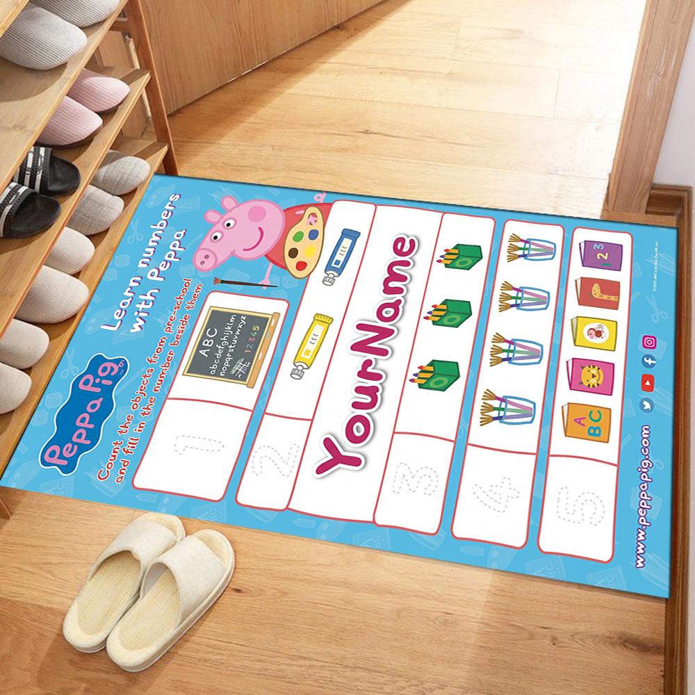 Peppa Pig Customize Your Name Carpet Design for Playrooms Kitchen Living Rooms Balcony Antislip Carpet Office home decor Wedding Party Gift